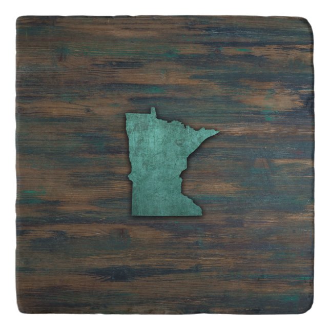 Rustic Teal Minnesota Shape Trivet (Front)