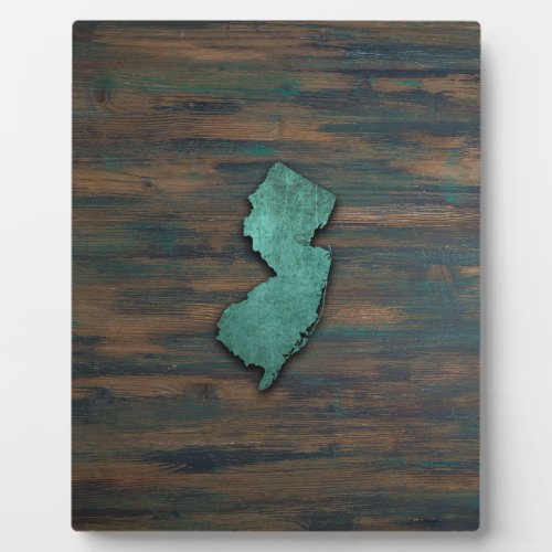 Rustic Teal New Jersey Shape Plaque