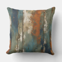 Rustic Teal Orange Beige Farmhouse Stripe