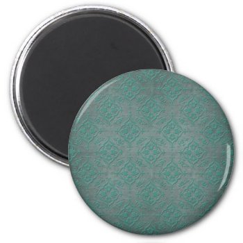 Rustic Teal Over Pewter Steel Grey Damask Magnet by MHDesignStudio at Zazzle