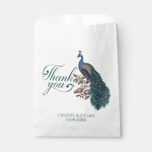 Rustic Teal Peacock Thank You Favor Bag