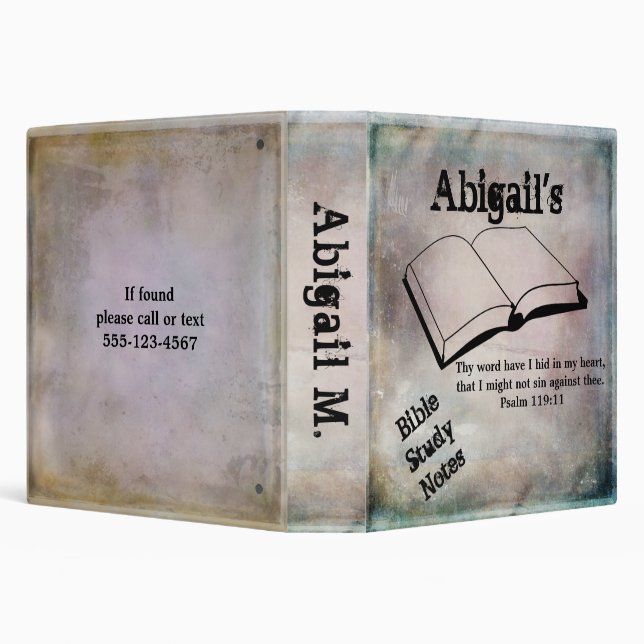 Rustic Teal Purple Gold Scripture Bible Study 3 Ring Binder (Background)