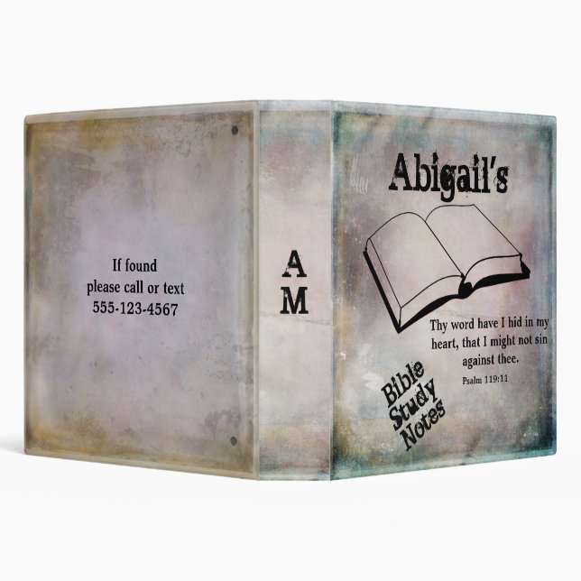 Rustic Teal Purple Gold Scripture Bible Study 3 Ring Binder (Background)