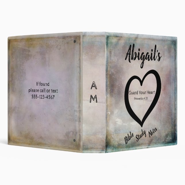 Rustic Teal Purple Gold Scripture Bible Study 3 Ring Binder (Background)