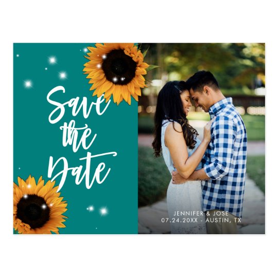 Rustic Teal Save The Date Photo Postcards | Zazzle.com