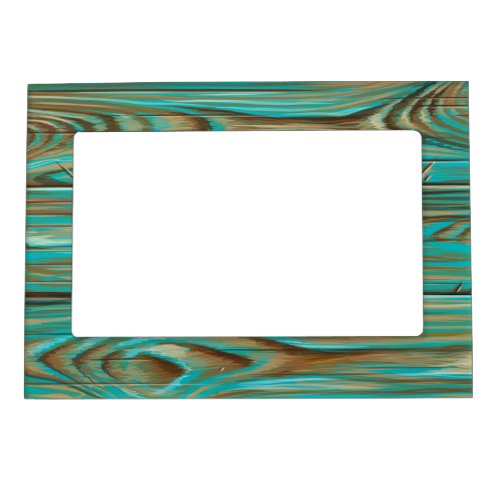 Rustic Teal Simulated Wood Texture  Magnetic Frame