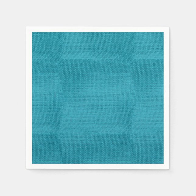 Rustic Teal Turquoise Burlap Texture Paper Napkins (Front)