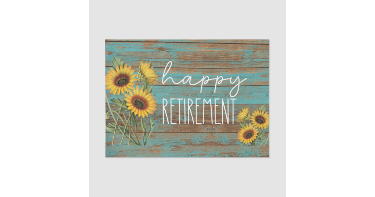 Rustic Teal Wood Sunflowers Retirement Tissue Paper | Zazzle