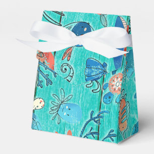 Rustic Teal Wood & Under the Sea Friends Whimsical Favor Boxes