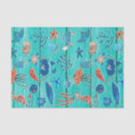 Rustic Teal Wood & Under the Sea Friends Whimsical Tissue Paper<br><div class="desc">Tissue Paper</div>