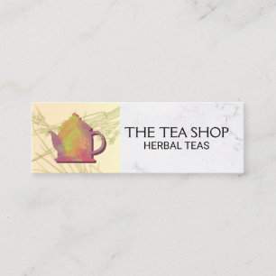 Rustic Teapot   Herbal Plants Mini Business Card