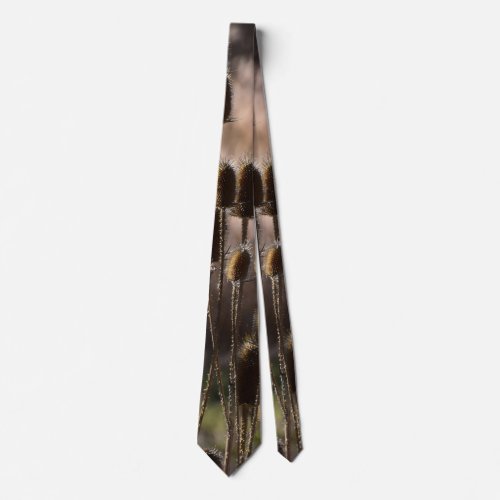 Rustic Teasel Thistle Dried Plant Pattern Neck Tie