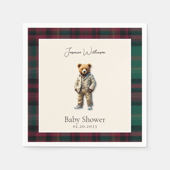 rustic Teddy  Baby Shower Napkins (Front)