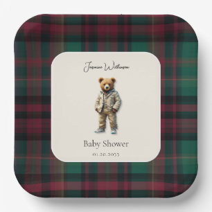 rustic Teddy Baby Shower Paper Plates