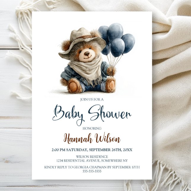 Rustic Teddy Bear Baby Shower Invitation (Creator Uploaded)