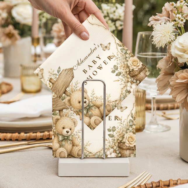 Rustic Teddy Bear Baby Shower Napkins (Creator Uploaded)