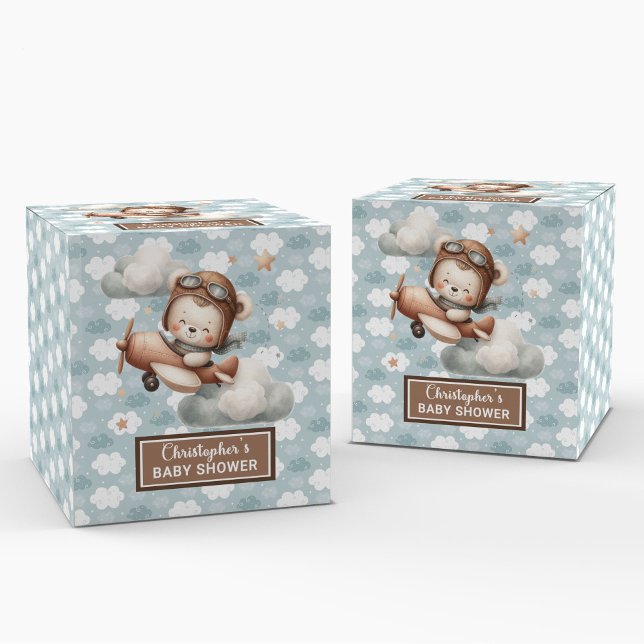 Rustic Teddy Bear Pilot Baby Shower Favor Box (Rustic Teddy Bear Pilot Baby Shower Favor Box)