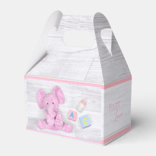 Rustic Teddy Bear Pink Baby Shower Favor Boxes