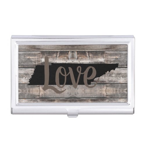 rustic TENNESSEE LOVE in script  Business Card Case