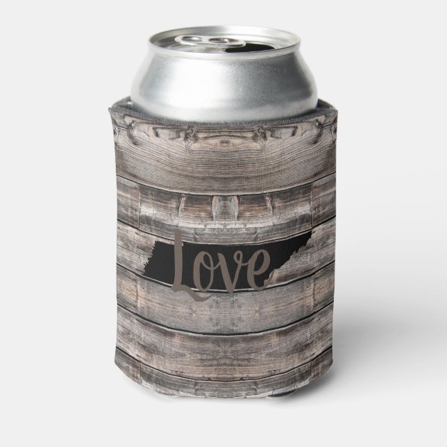 rustic TENNESSEE LOVE in script | Can Cooler (Can Back)
