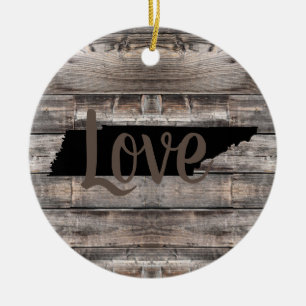 rustic TENNESSEE LOVE in script   Ceramic Ornament