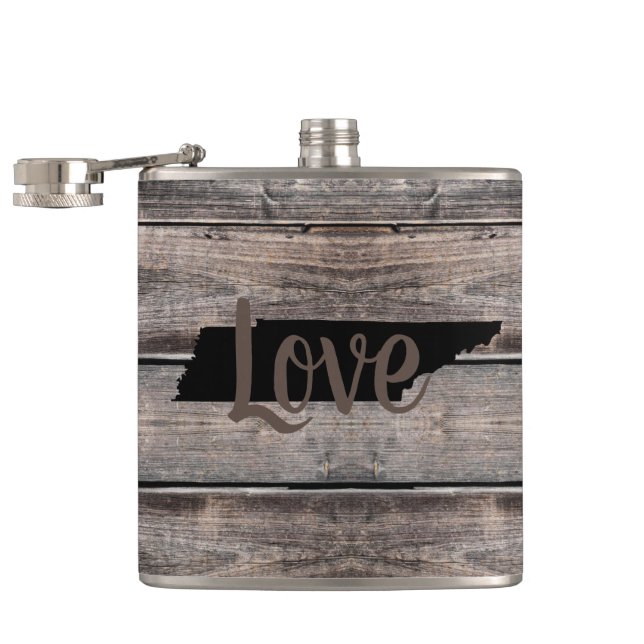 rustic TENNESSEE LOVE in script | Flask (Opened)