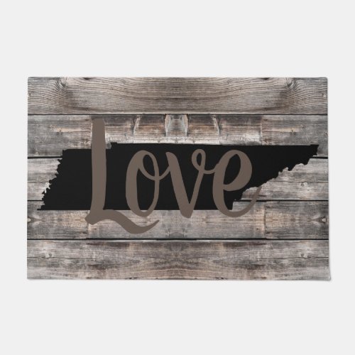 rustic TENNESSEE LOVE in script  Floor Mat