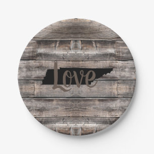 rustic TENNESSEE LOVE in script   Paper Plates