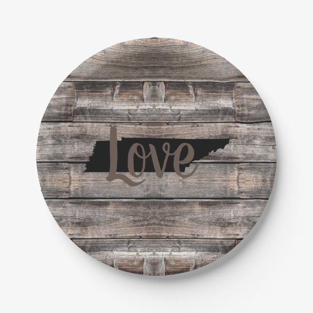 rustic TENNESSEE LOVE in script | Paper Plates (Front)