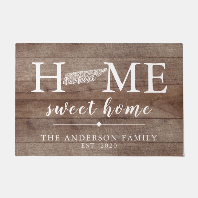 Rustic TENNESSEE Personalized State Doormat (Front)