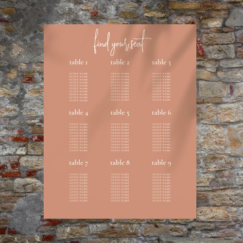 Rustic Terracotta 9 Table Wedding Seating Chart