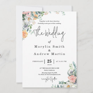 Rustic Terracotta and Orange Autumn Floral wedding Invitation