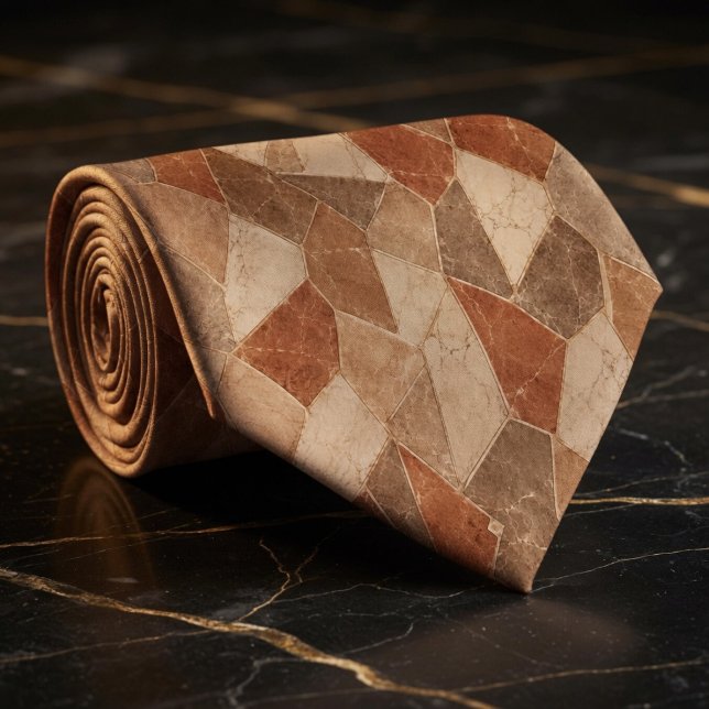 Rustic Terracotta and Sandstone Marble Geometric Neck Tie (Creator Uploaded)
