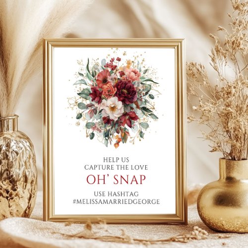 Rustic Terracotta Autumn Floral Oh Snap Sign