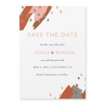 Rustic Terracotta Blush Abstract Save the Date