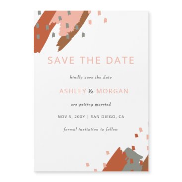 Rustic Terracotta Blush Abstract Save the Date