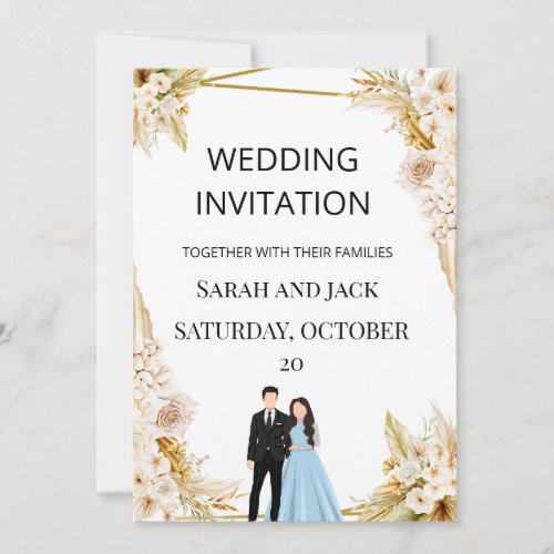 Rustic Terracotta Boho Floral Wedding Invitation