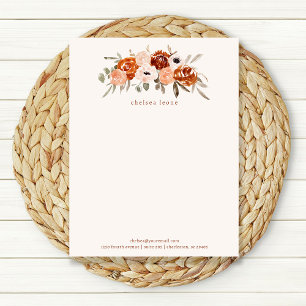 Rustic Terracotta Boho Flowers on Blush Letterhead