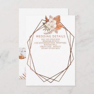 Rustic Terracotta Boho Pampas Geometric Wedding Enclosure Card