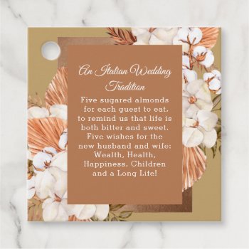 Rustic Terracotta Boho Pampas Gold Wedding  Favor Tags by blessedwedding at Zazzle