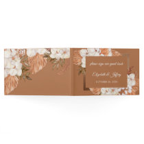 Rustic Terracotta Boho Pampas Orchids Wedding Guest Book