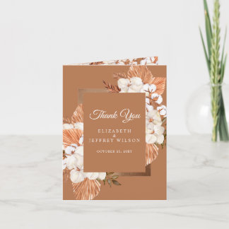 Rustic Terracotta Boho Pampas  Thank You Card