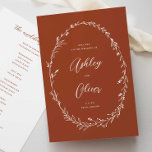 Rustic Terracotta Boho Wildflower Wreath Wedding Program<br><div class="desc">This lovely wedding ceremony program features a lovely terracotta and white color palette with hand-drawn wildflowers and elegant typography. Together these elements create an rustic yet elegant wedding program that would be perfect for a romantic wedding any time of the year. This design coordinates with our Rustic Wildflowers wedding suite....</div>