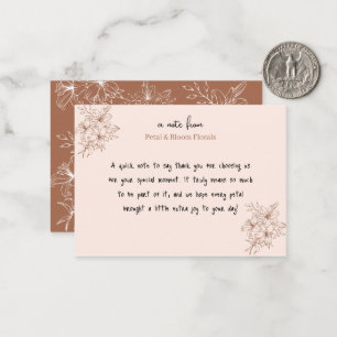 Rustic Terracotta Botanical Flower Shop Thank You Note Card