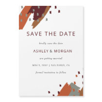 Rustic Terracotta Burgundy Abstract Save the Date