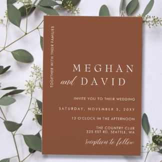 Rustic Terracotta Burnt Orange Modern Wedding Invitation