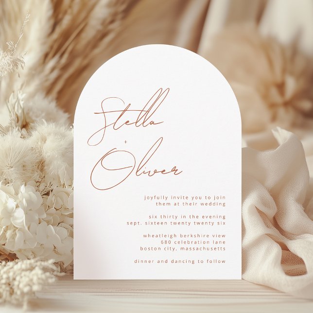 Rustic Terracotta Calligraphy Details Wedding Invitation (Rustic Terracotta Calligraphy Details Wedding Invitation)