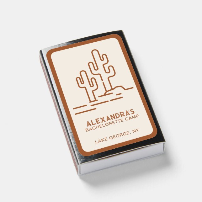 Rustic Terracotta Camp Bachelorette Weekend Matchboxes (Front Closed)