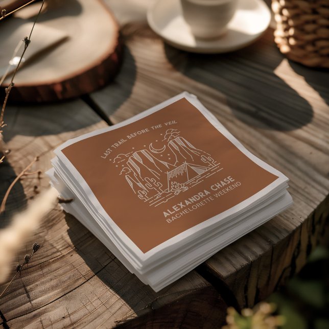 Rustic Terracotta Camp Bachelorette Weekend Napkins (Rustic Terracotta Camp Bachelorette Weekend Napkins)