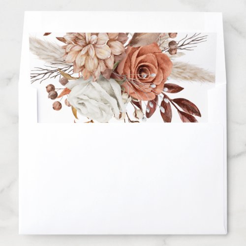 Rustic Terracotta Cream Florals Wedding Envelope Liner